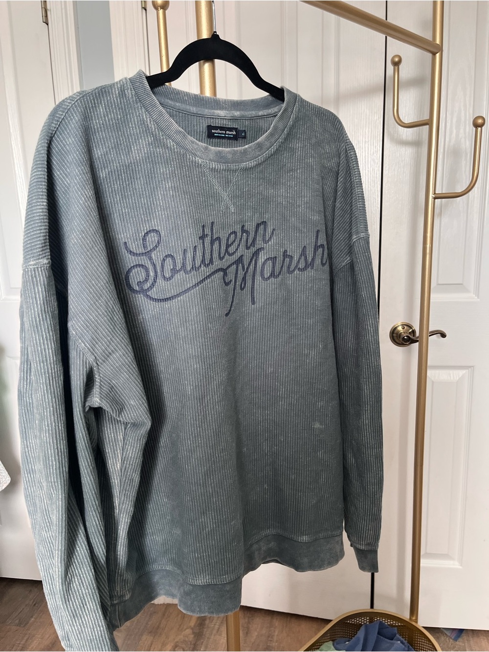 Southern Marsh Corded Crewneck Sweatshirt in Slate Green